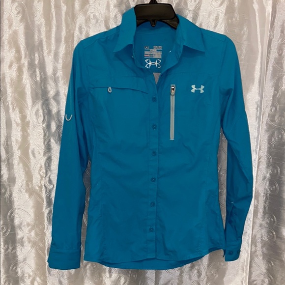 Under Armour Tops - Under Armour Women’s Semi Fitted Blue Long Sleeve Shirt Size XS 🔥 YB3